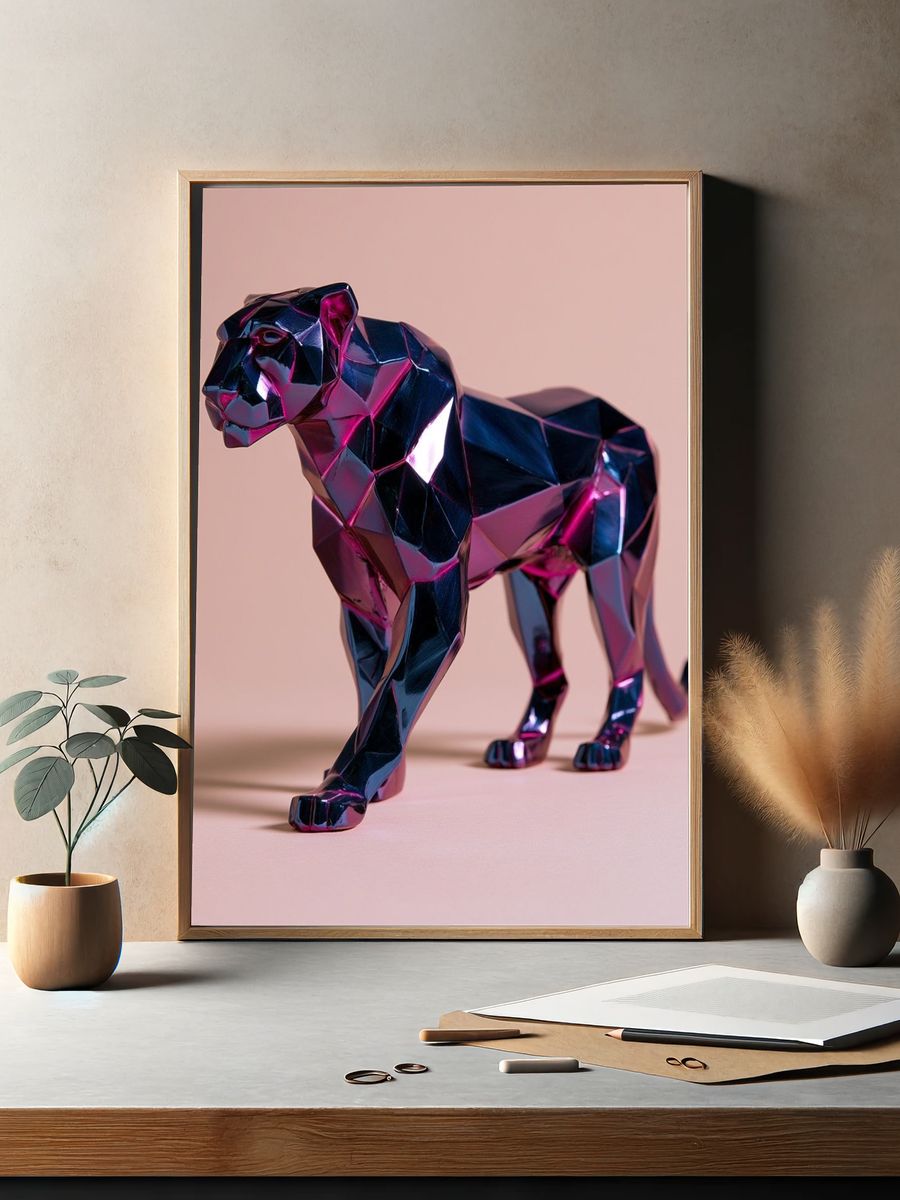 Geometric Panther Illustration Poster. — room view 2