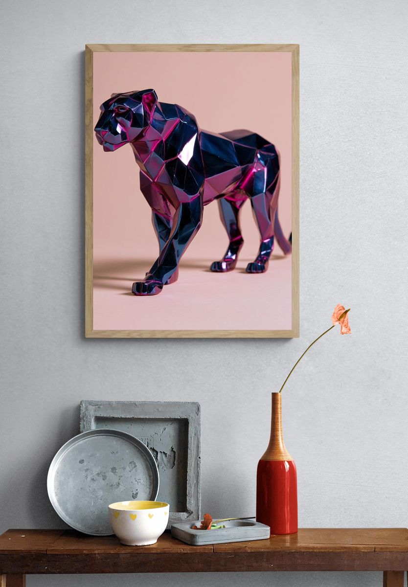 Geometric Panther Illustration Poster. — room view 3