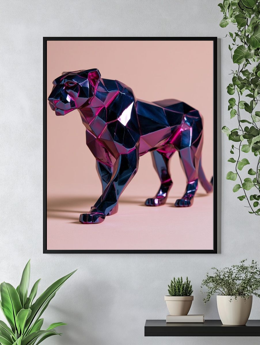 Geometric Panther Illustration Poster. — room view 4
