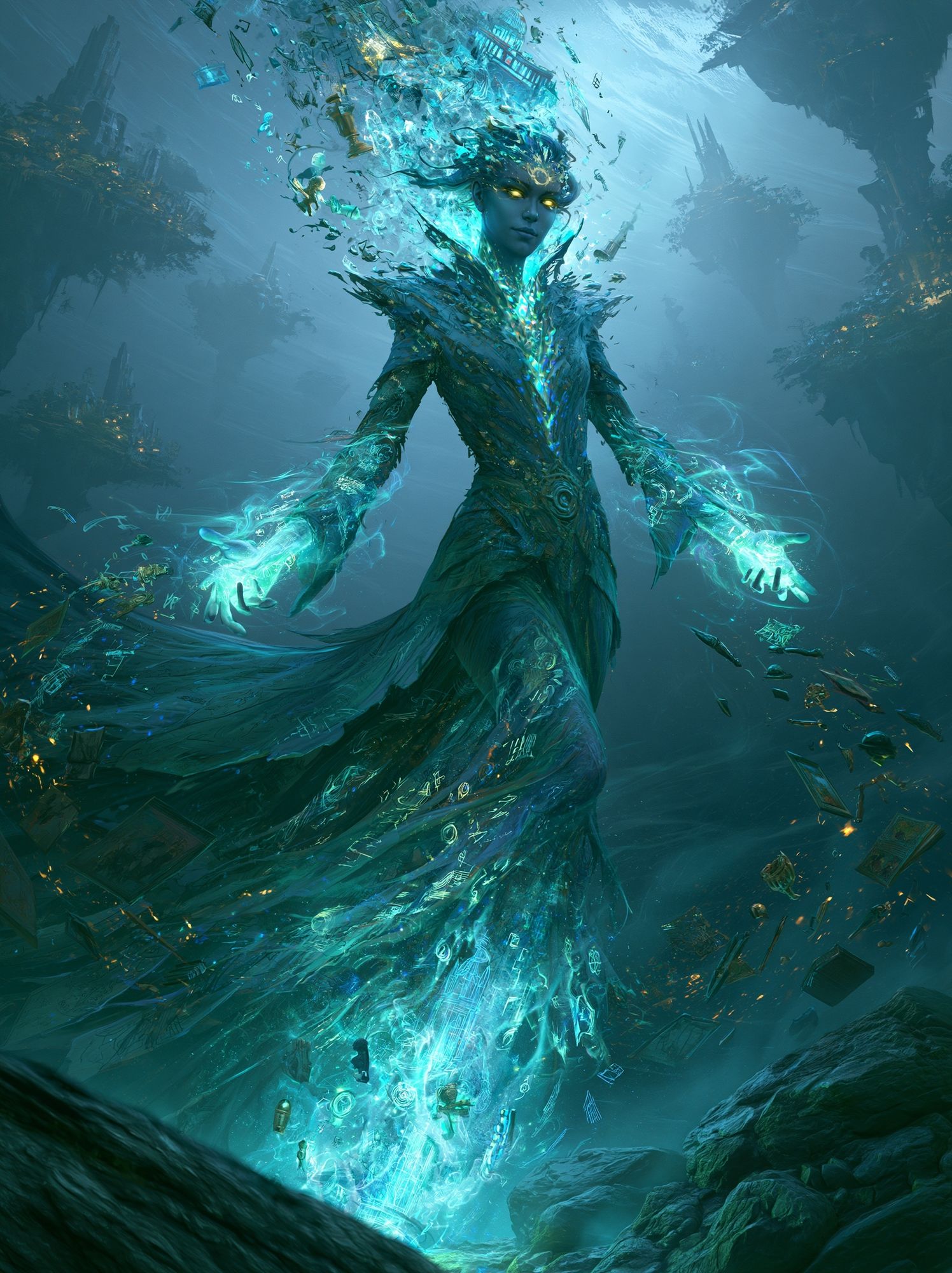 Abyssal Water Spirit Illustration Poster. poster detail