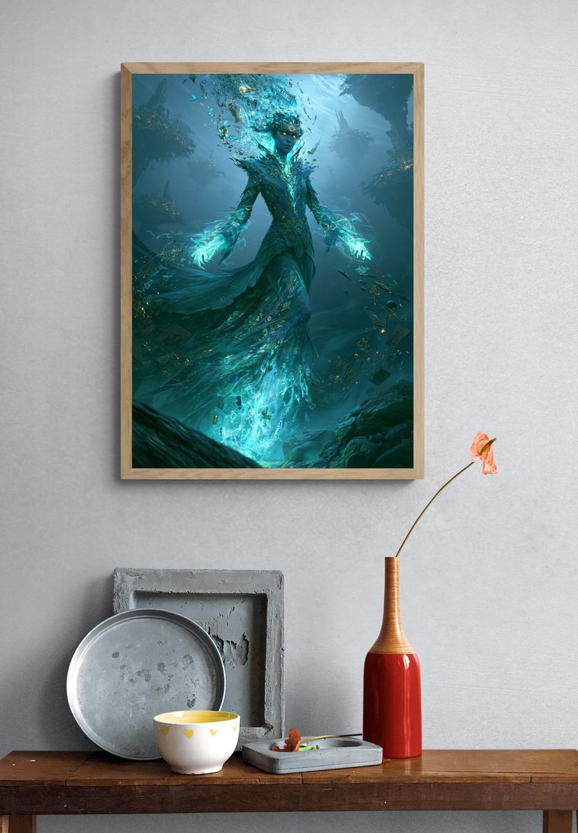 Abyssal Water Spirit Illustration Poster. — room view 3