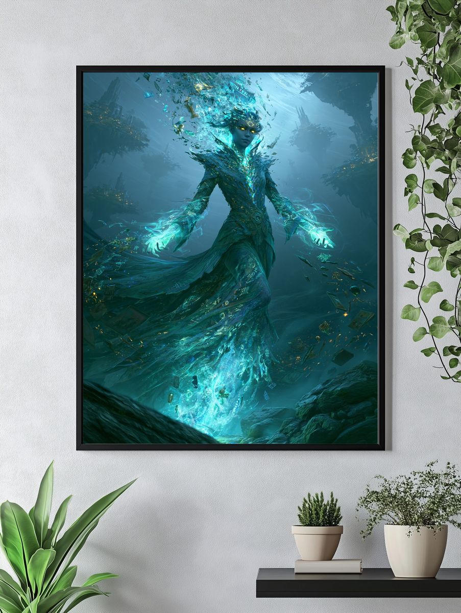 Abyssal Water Spirit Illustration Poster. — room view 4