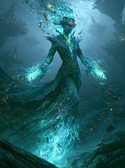 Abyssal Water Spirit Illustration Poster. poster