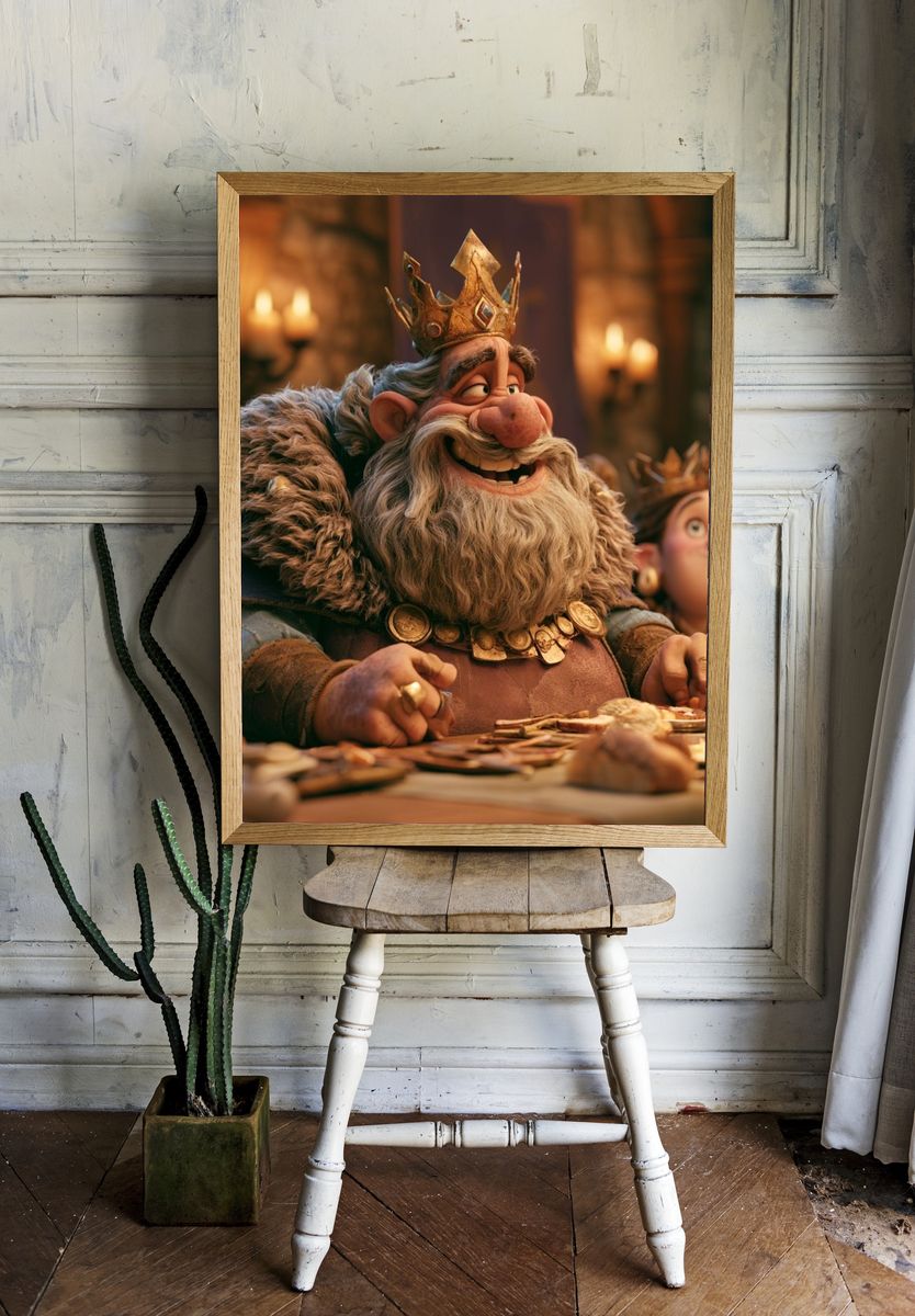 King at Feast Illustration Poster. room preview