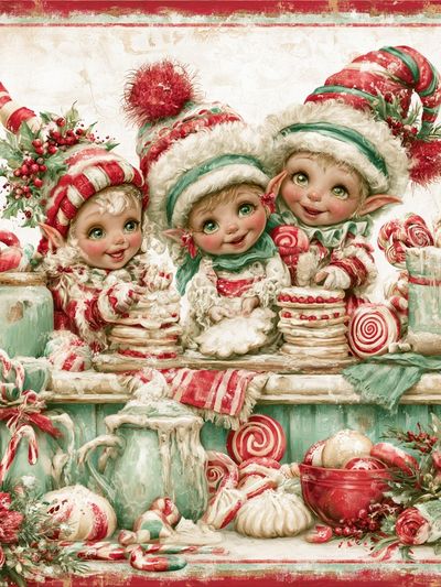 Christmas Elves Candy Shop Poster. poster