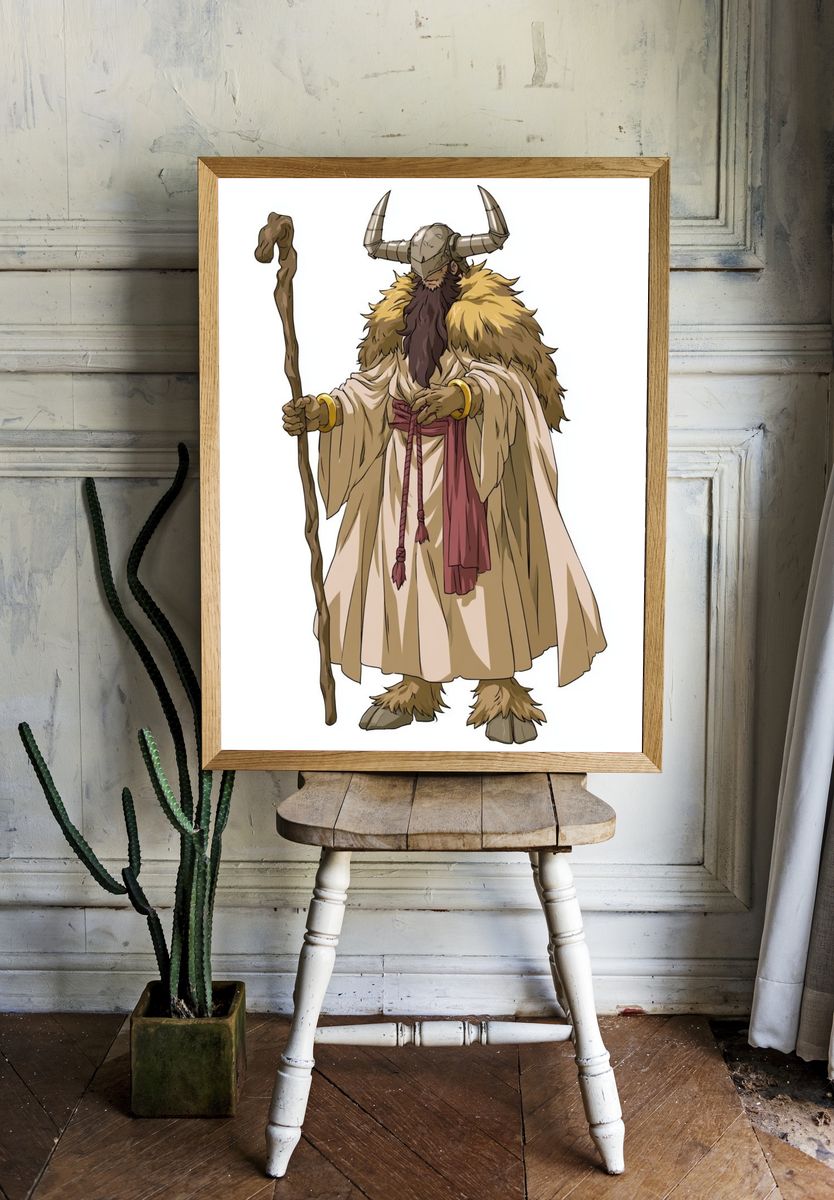 Horned Shaman Character Print. room preview