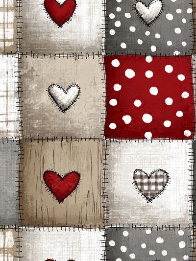 Patchwork Hearts Folk Art Poster. poster