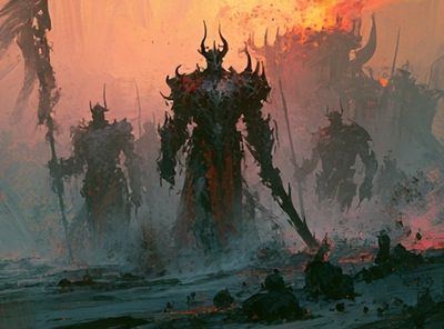 Dark Fantasy Titans Illustration Poster. poster