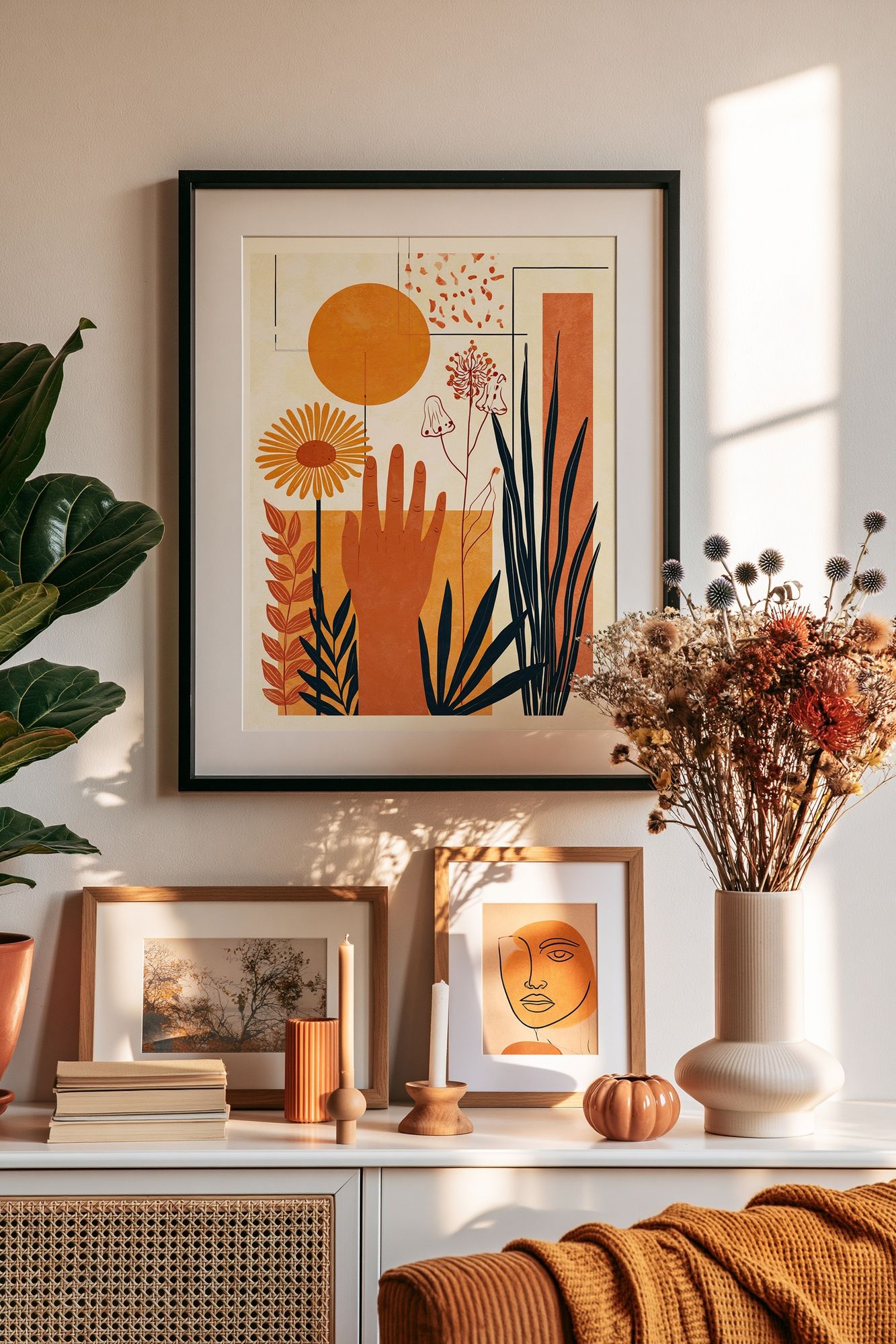 Sunlit Botanical Abstract Poster. poster — illustration art