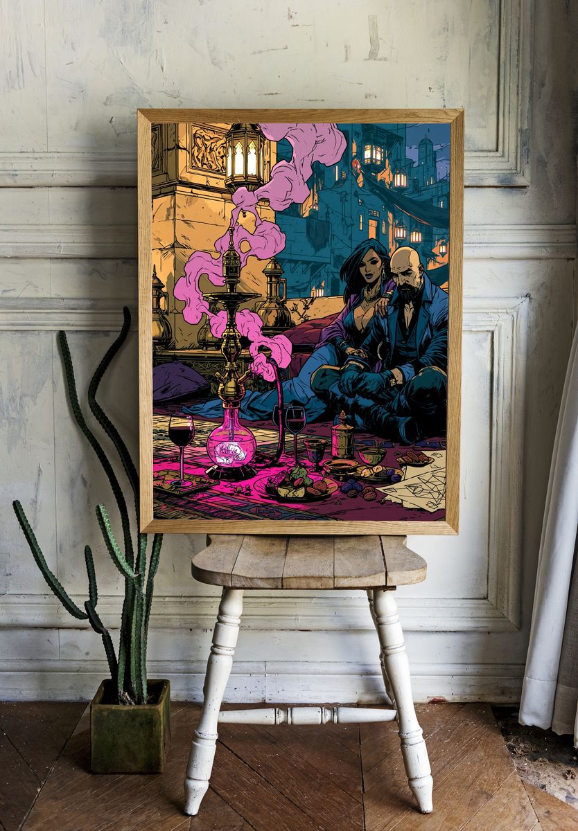 Mystic Alley Lounge Illustration Poster. room preview