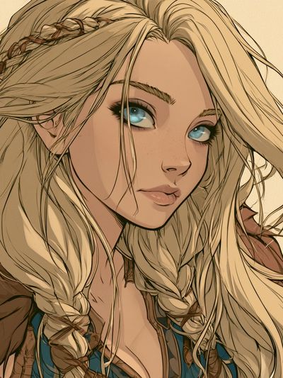 Blonde Fantasy Portrait Illustration Poster. poster print