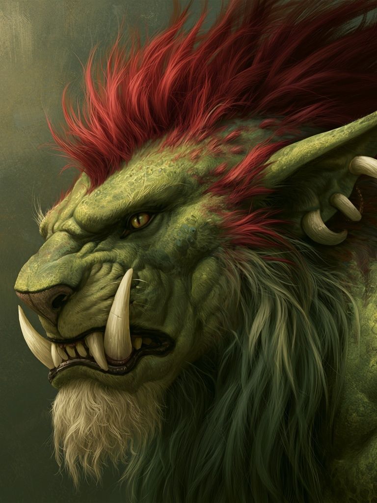 Orc Warrior Portrait Print. poster detail