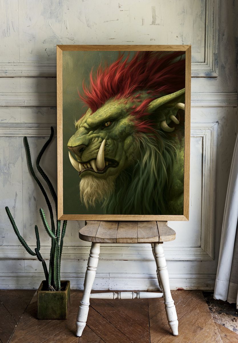 Orc Warrior Portrait Print. — room view 1