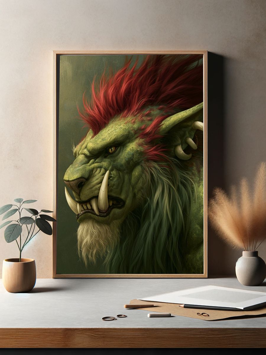 Orc Warrior Portrait Print. — room view 2