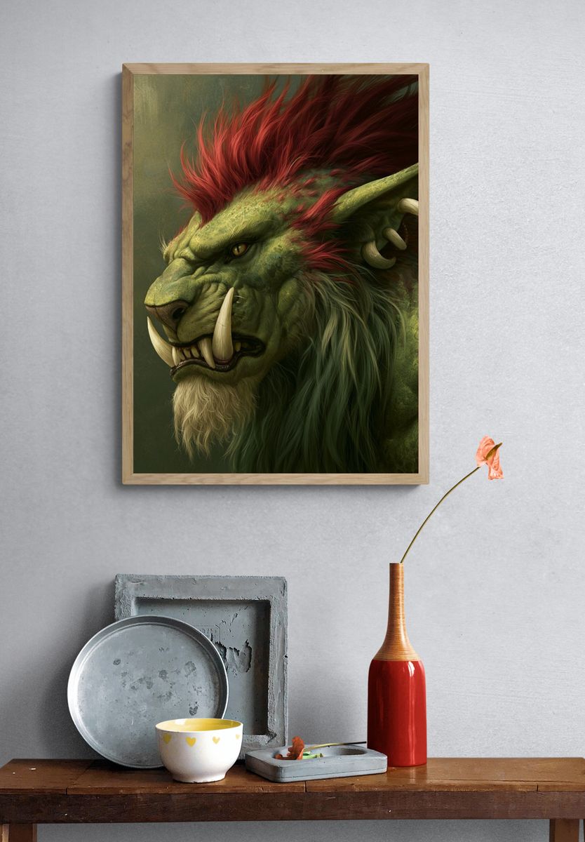 Orc Warrior Portrait Print. — room view 3