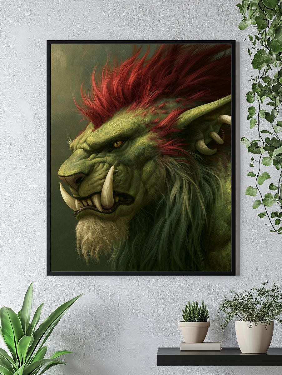 Orc Warrior Portrait Print. — room view 4