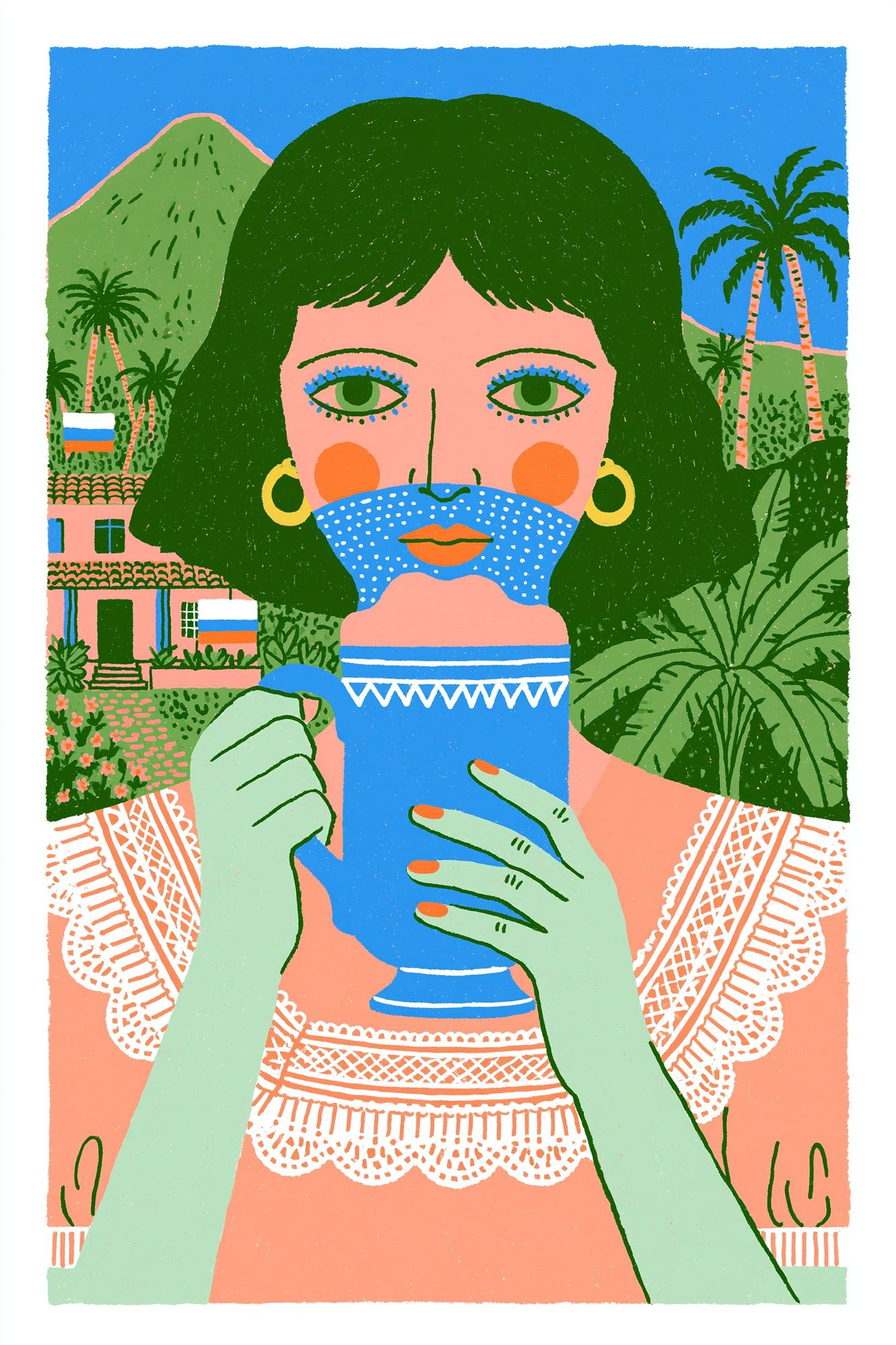 Tropical Woman Illustration Poster. poster detail
