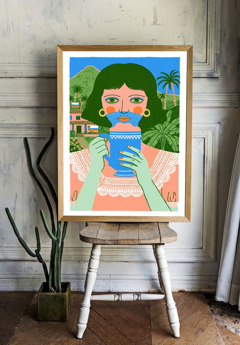 Tropical Woman Illustration Poster. room preview