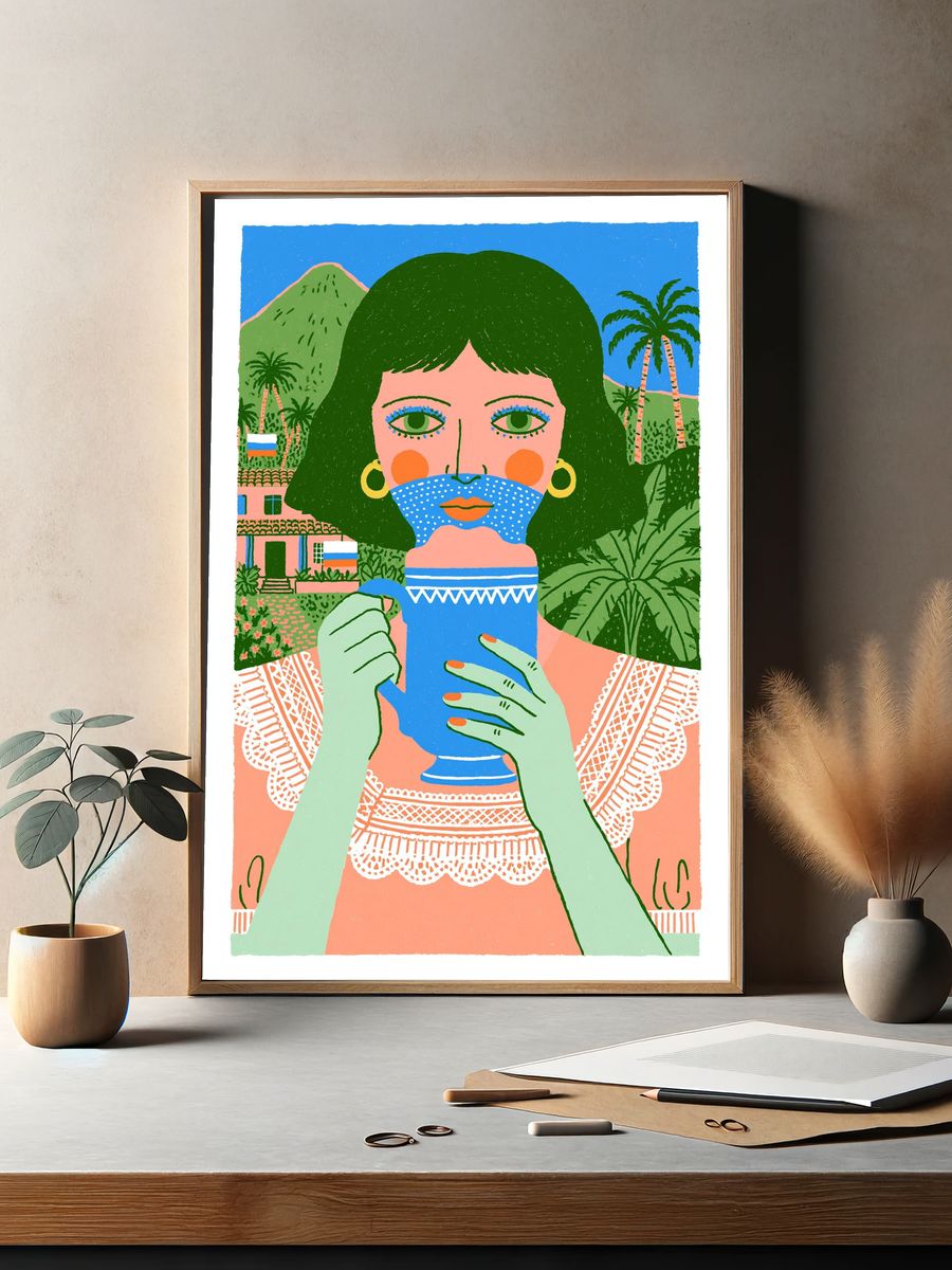 Tropical Woman Illustration Poster. — room view 2