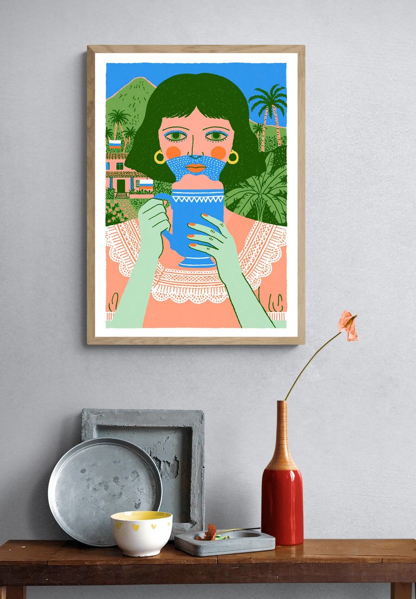 Tropical Woman Illustration Poster. — room view 3