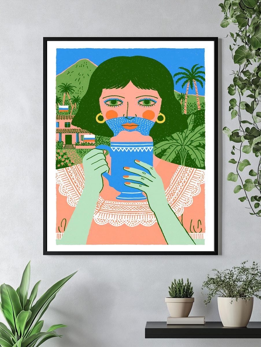 Tropical Woman Illustration Poster. — room view 4