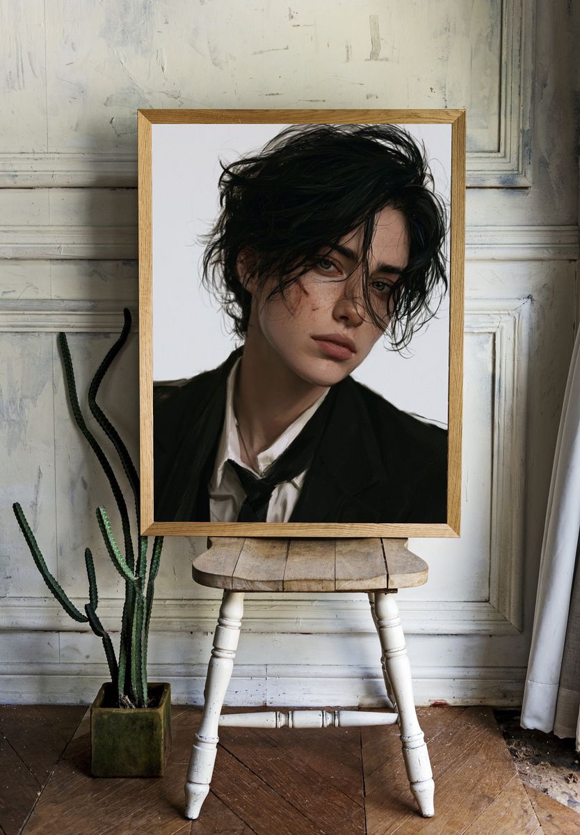 Moody Portrait Illustration Poster. room preview