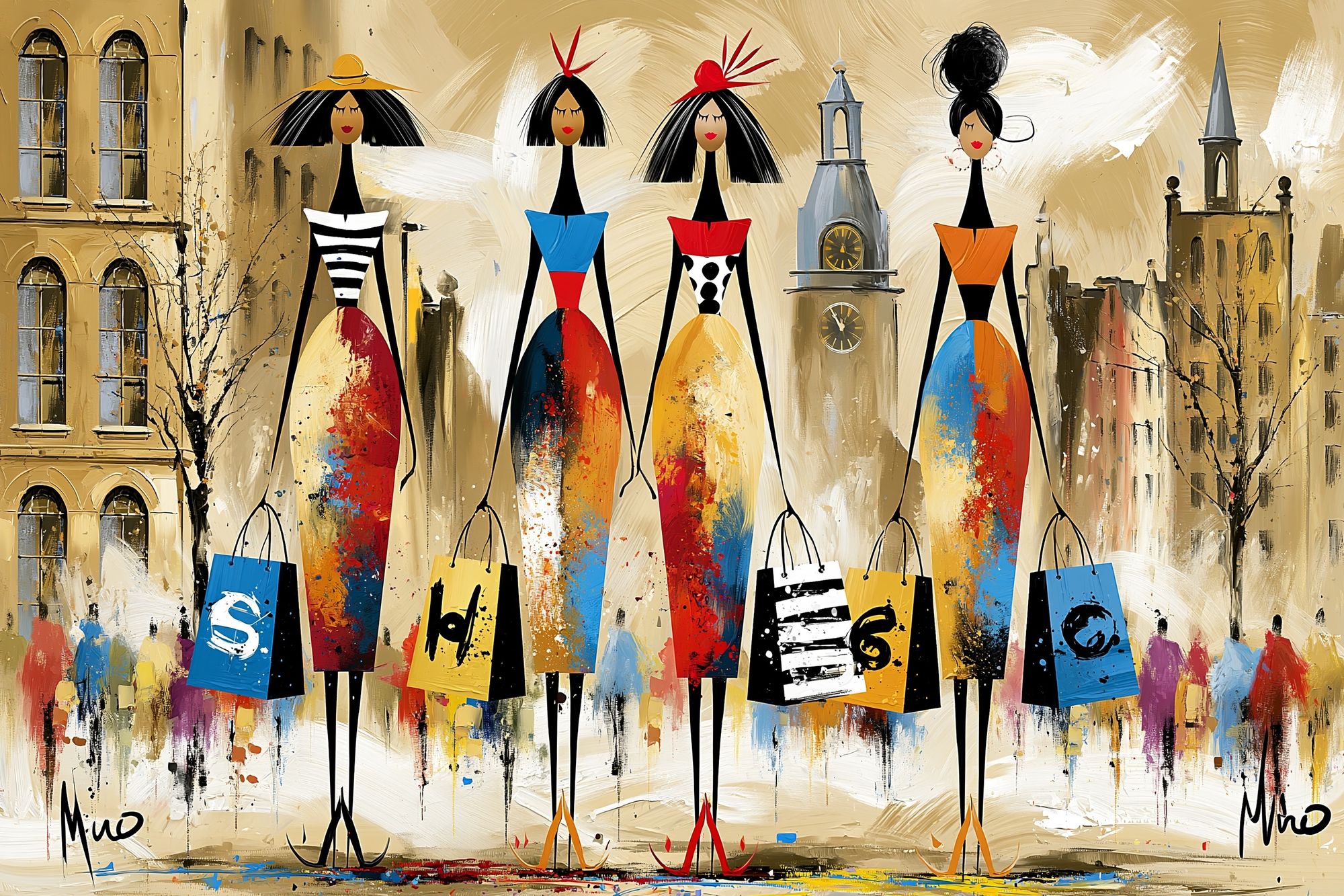 Fashion City Walk Illustration Poster. poster — illustration art
