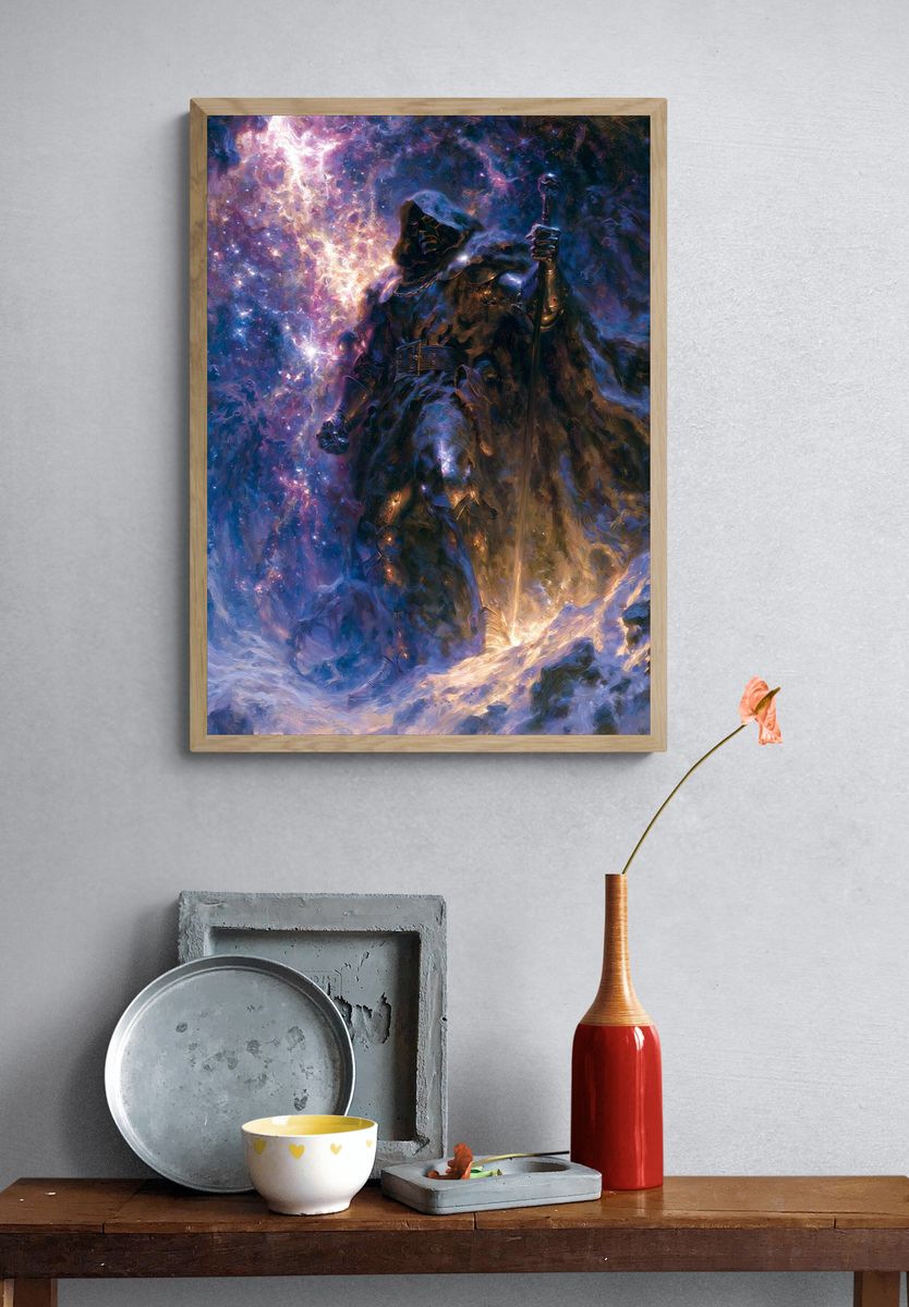 Dark Hooded Warrior Fantasy Print. — room view 3