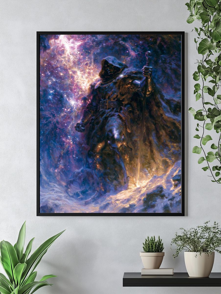 Dark Hooded Warrior Fantasy Print. — room view 4