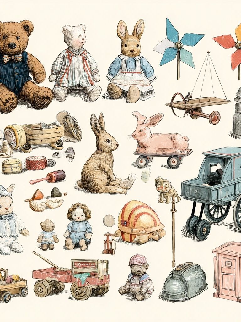 Vintage Toy Animals Illustration Poster. poster — illustration art