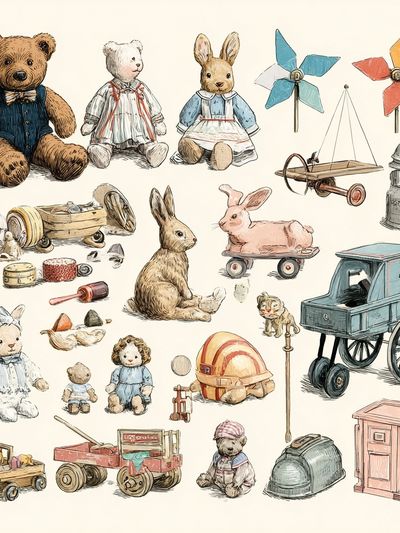 Vintage Toy Animals Illustration Poster. poster