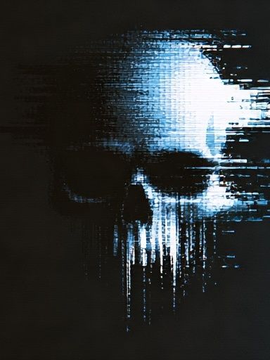 Glitch Skull — Dark Print. poster — illustration art