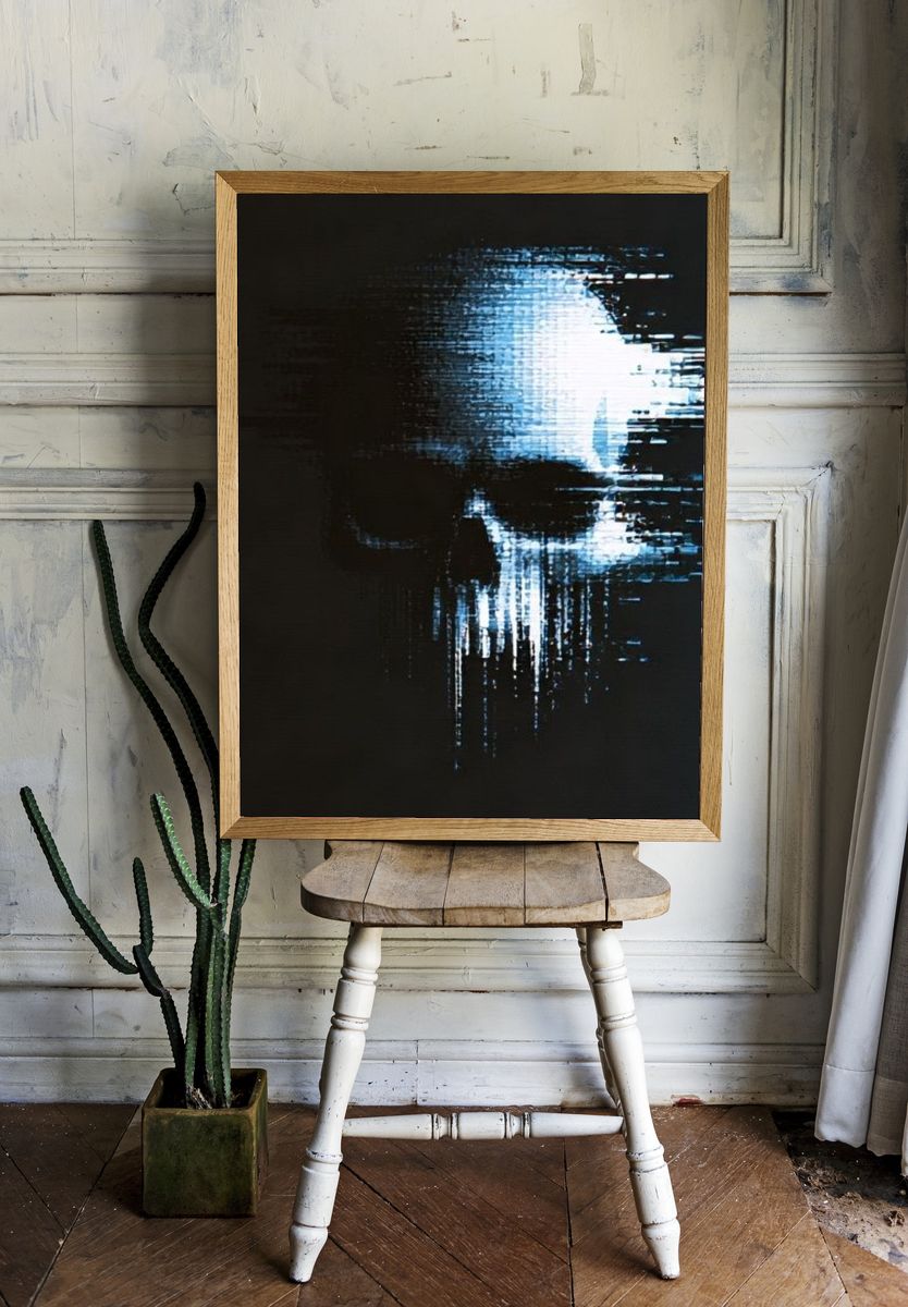 Glitch Skull — Dark Print. room preview