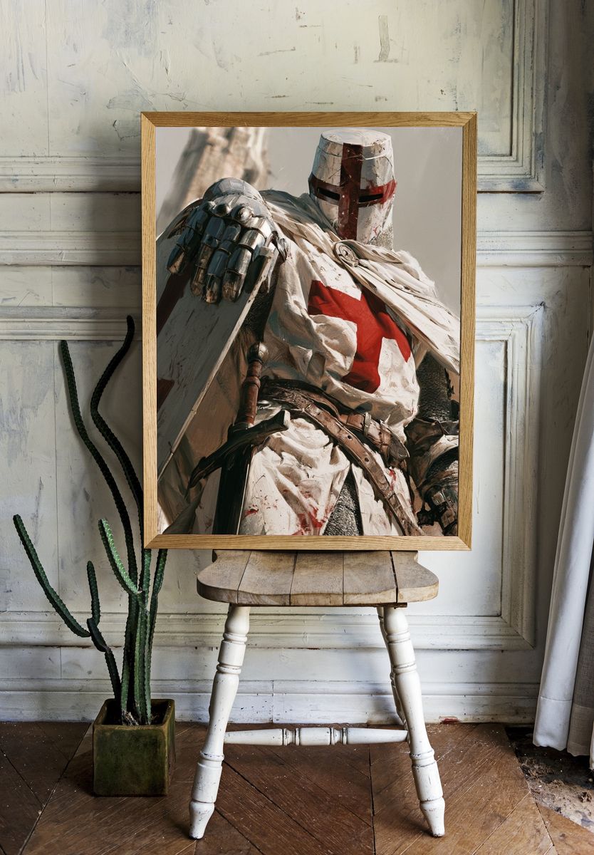 Crusader Knight Digital Art Poster. room preview