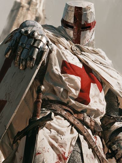Crusader Knight Digital Art Poster.