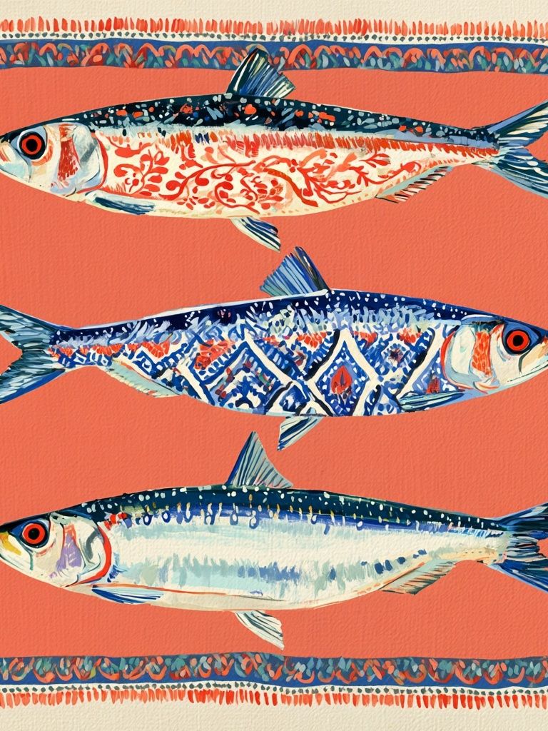 Patterned Fish Illustration Poster. poster — illustration art