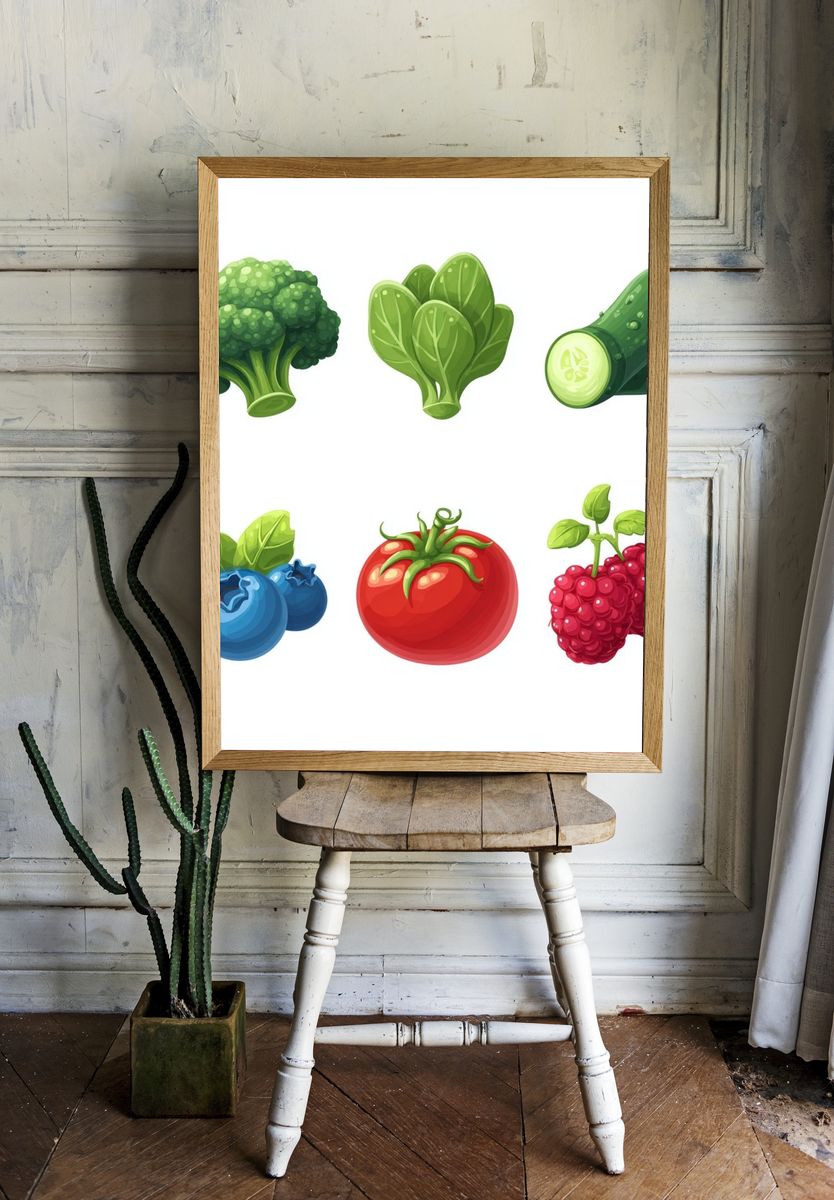 Fresh Produce Illustration Poster. — room view 1