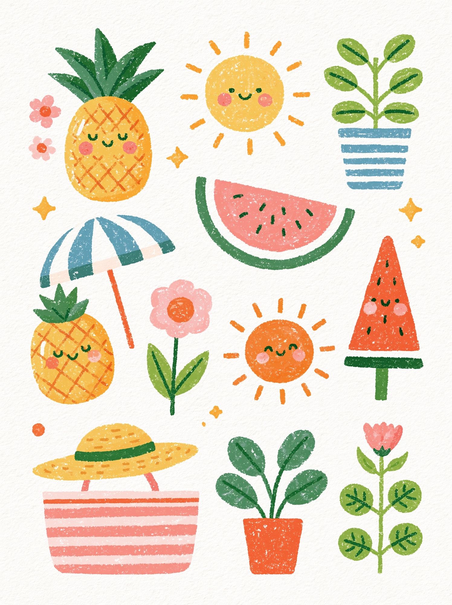 Cute Summer Fruits Illustration Poster. poster — illustration art