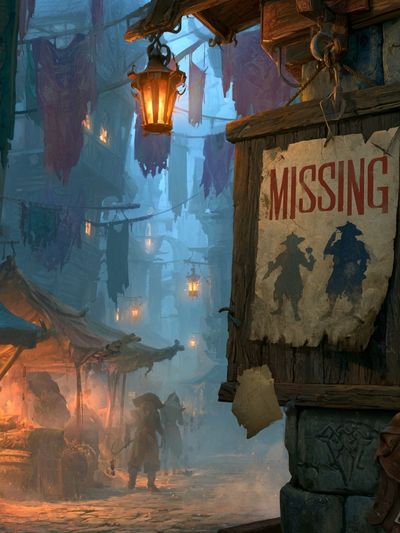Foggy Fantasy Alley Illustration Poster. poster