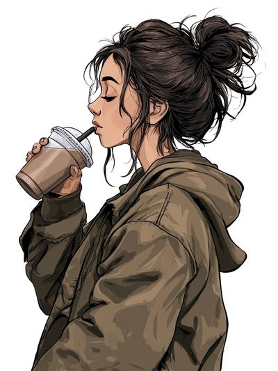 Coffee Break Girl Illustration Poster. poster print