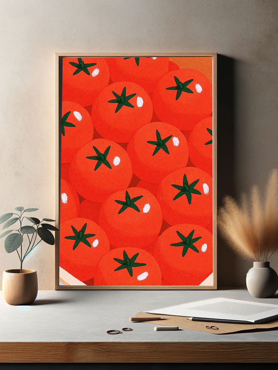 Tomato Crate Illustration Poster. — room view 2