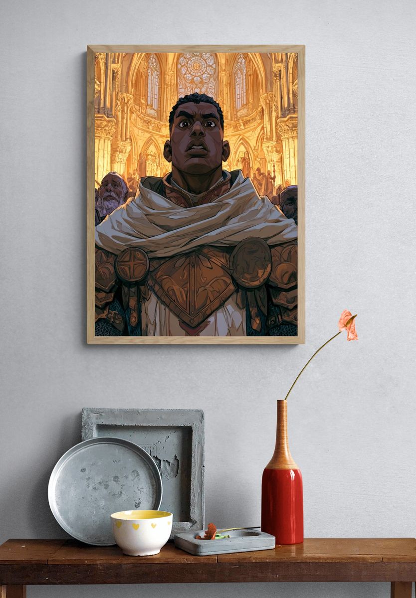 Cathedral Hero Fantasy Illustration Poster. — room view 3
