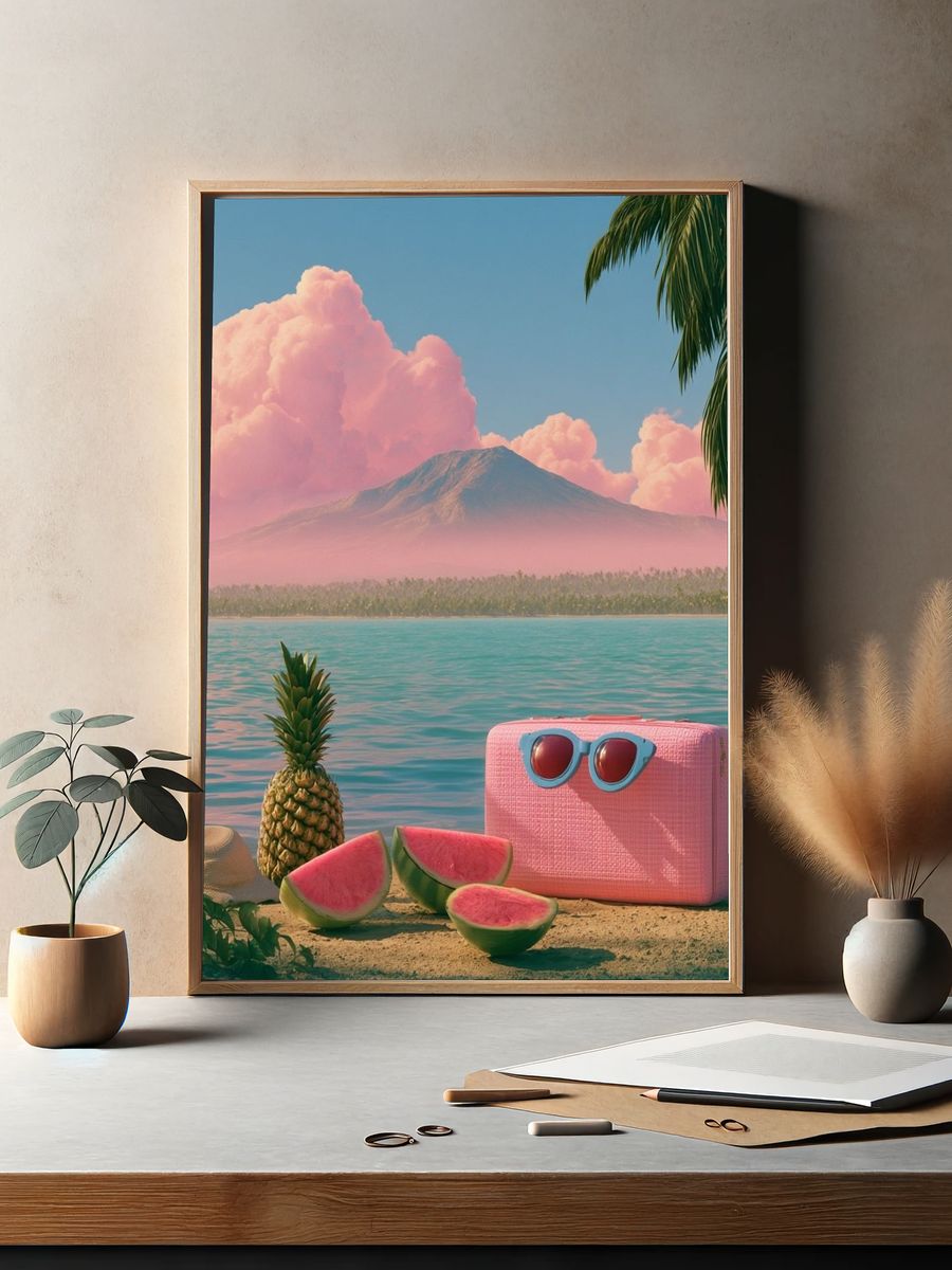 Tropical Pink Paradise Poster. — room view 2