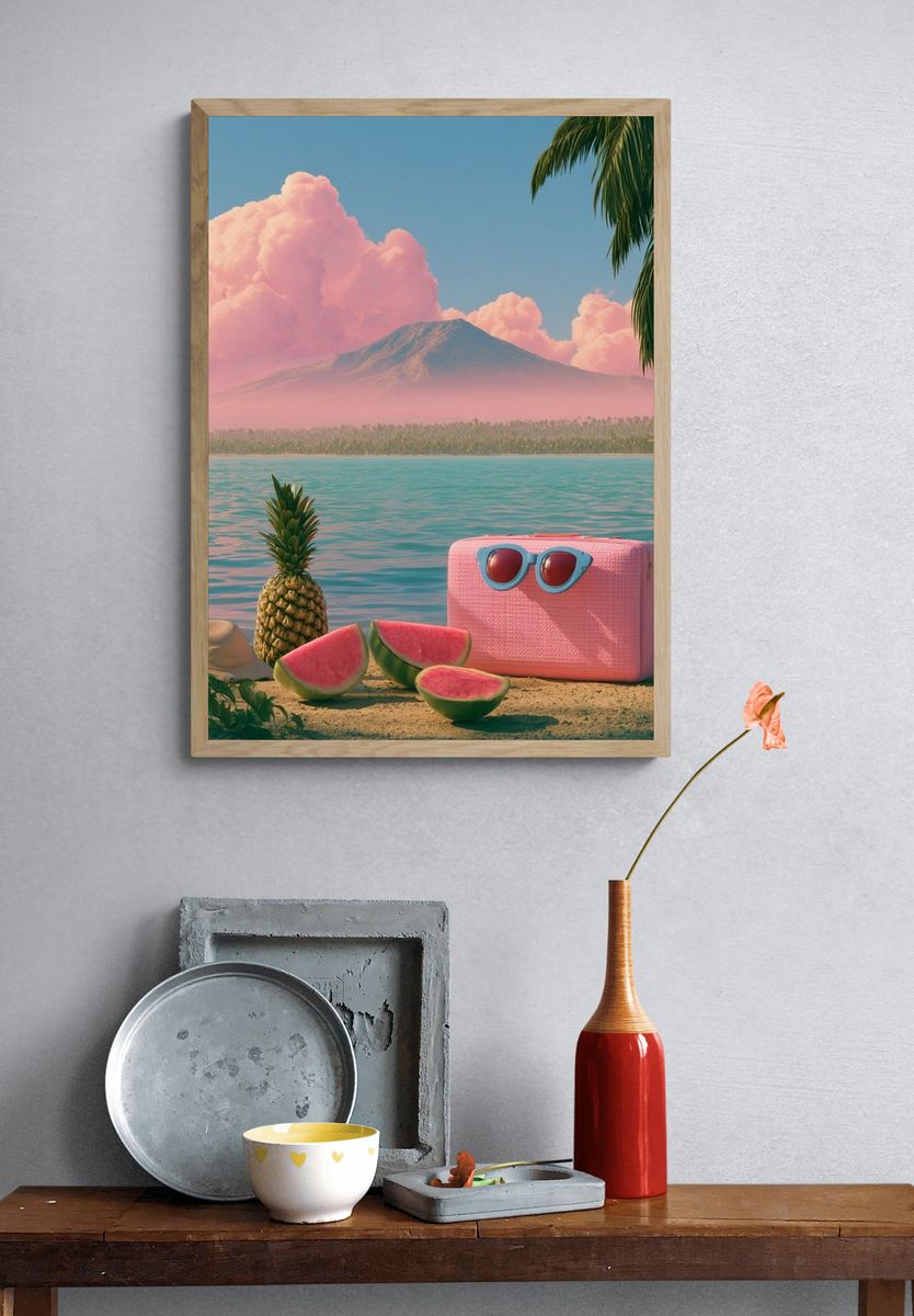 Tropical Pink Paradise Poster. — room view 3