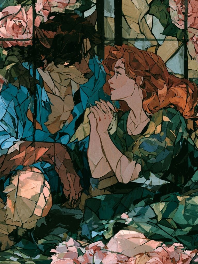 Romantic Floral Couple Illustration Poster. poster — illustration art
