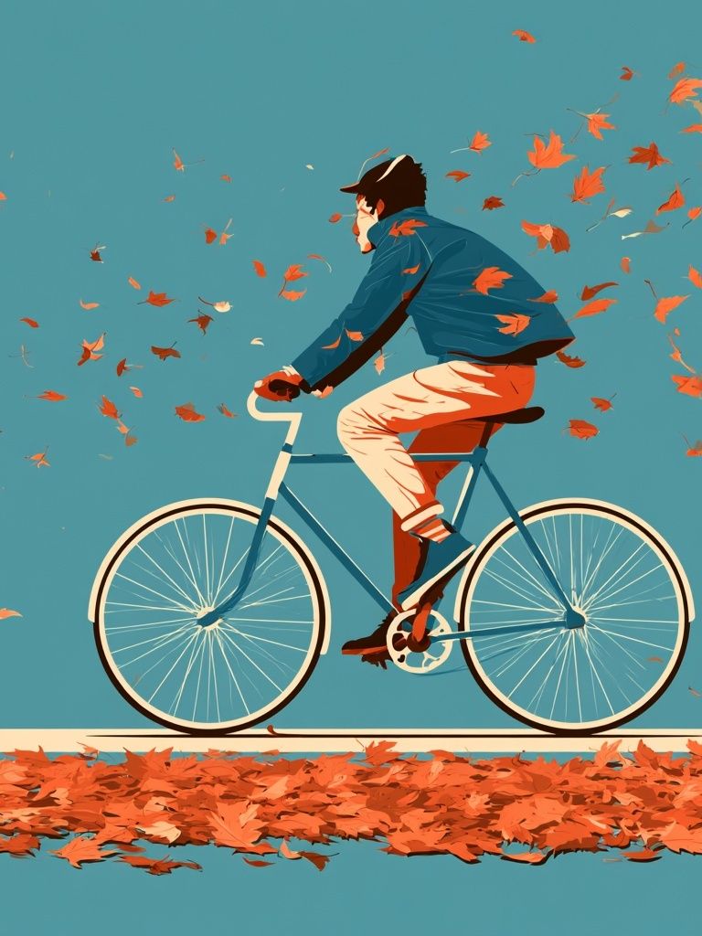 Autumn Cyclist Illustration Poster. poster detail
