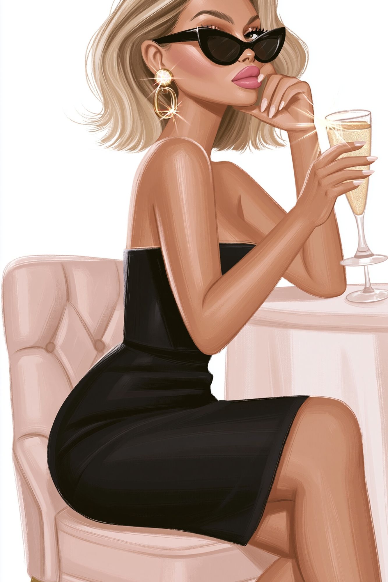 Chic Cocktail Woman Illustration Poster. poster detail