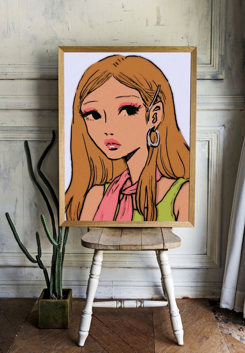 Blonde Portrait Illustration Poster. room preview