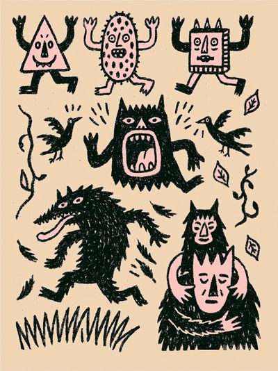 Monster Doodle Illustration Poster.