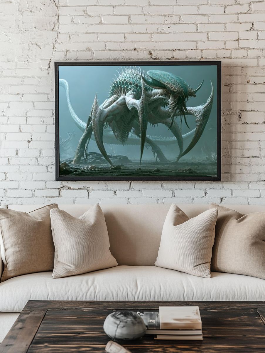 Alien Creature Digital Art Poster. — room view 1